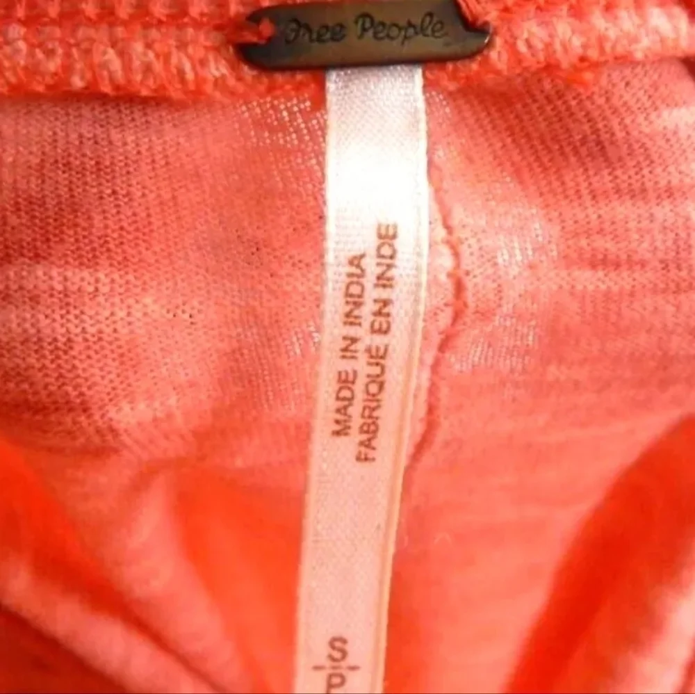 Free People Shell Stitch Pink Lace Trim Henley